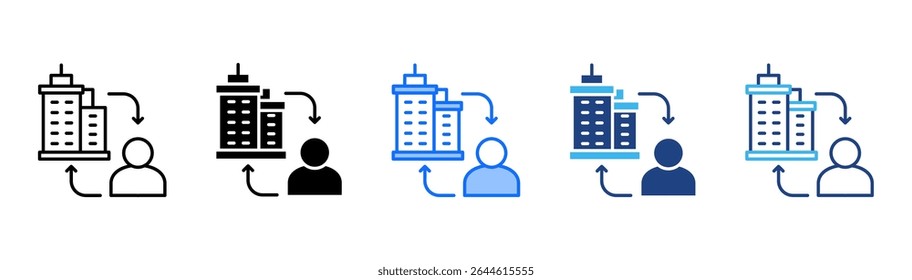 B2C icon set multiple style collection