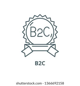 B2c line icon, vector. B2c outline sign, concept symbol, flat illustration