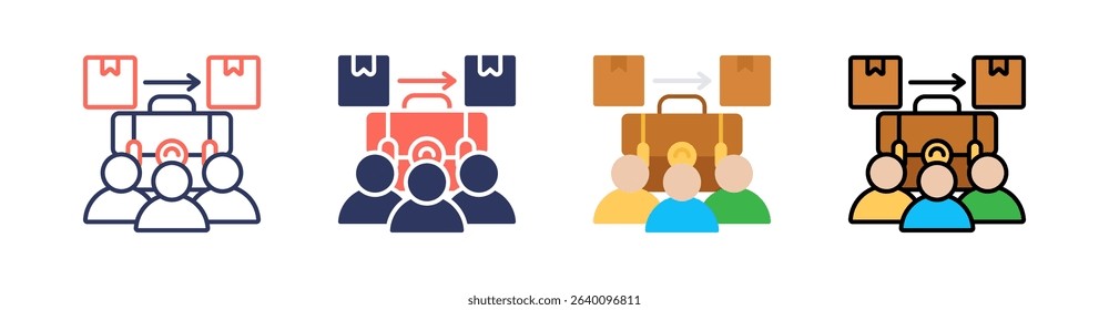 B2C Multi Style Icon Set Vector