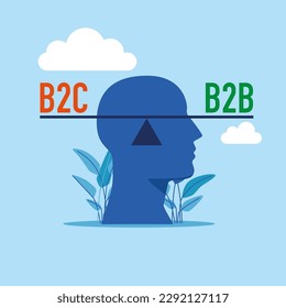 B2C vs B2B balance on the scale. Business Concept. Modern vector illustration in flat style