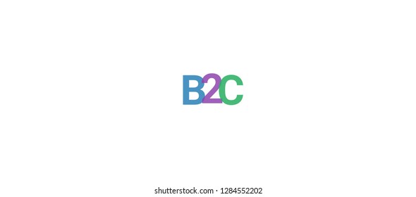 B2C word concept. Colorful "B2C" on white background. Use for cover, banner, blog.