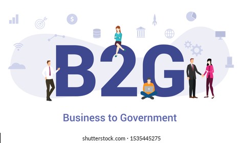 b2g business to government concept with big word or text and team people with modern flat style - vector