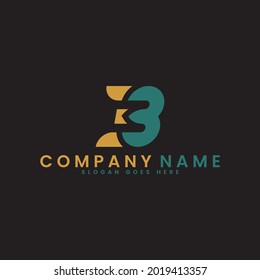 La inspiración del logotipo de la letra B se combina con el número 3, de color naranja y verde.