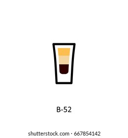 B-52 cocktail icon in flat style. Vector illustration