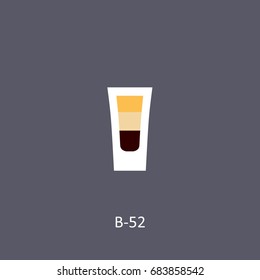 B-52 cocktail icon on dark background in flat style. Vector illustration