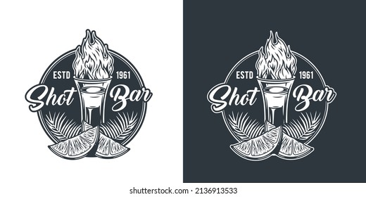 B-52 with flame and lime. Burning alcohol liquor shot. Vector tropical design with hot B 52 cocktail for bar or pab