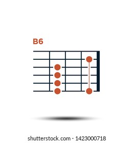 B6, Basic Guitar Chord Chart Icon Vector Template