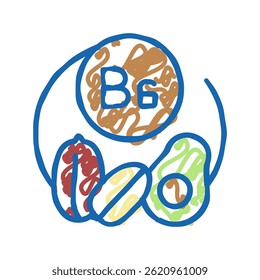 b6 vitamin doodle icon sketch vector. b6 vitamin sign. isolated symbol illustration