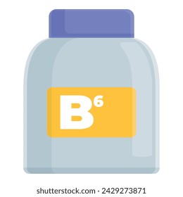 B6 vitamin jar icon cartoon vector. Supplement capsule. Organic food