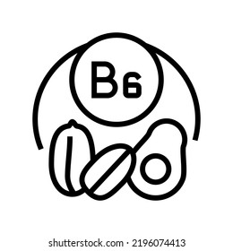 b6 vitamin line icon vector. b6 vitamin sign. isolated contour symbol black illustration