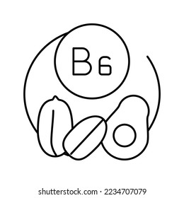 b6 vitamin line icon vector. b6 vitamin sign. isolated contour symbol black illustration