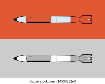 B61 Nuclear Bomb Blueprint Vector Illustration.