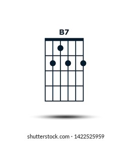 B7, Basic Guitar Chord Chart Icon Vector Template