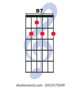 B7  guitar chord icon. Basic guitar chord vector illustration symbol design