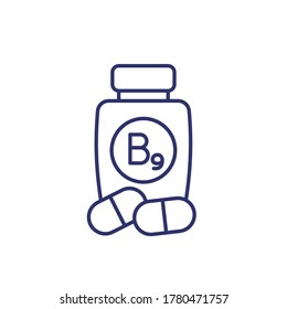 B9 Vitamin, Folate Supplement Line Icon