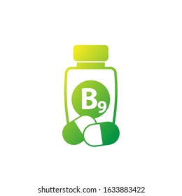 B9 Vitamin, Folate Supplement Vector Icon