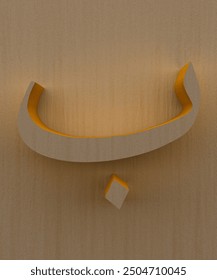 Ba 3d rendering of Arabic alphabet, Hijaiyah Islamic calligraphy with a wood pattern background.