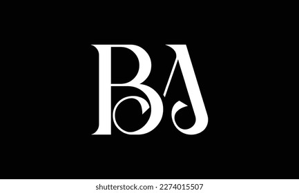 BA, AB, monograma del logotipo de las letras abstractas