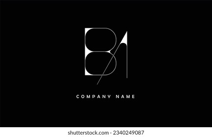 Monograma del logotipo de las letras abstractas de BA, AB