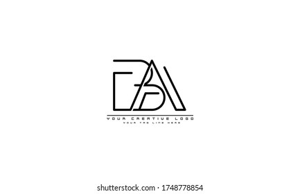 BA AB abstract vector logo monogram template