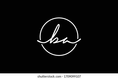 ba or ab and b, a Lowercase Cursive Letter Initial Logo Design, Vector Template