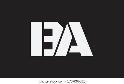 BA or AB and B, A Uppercase Letter Initial Logo Design, Vector Template