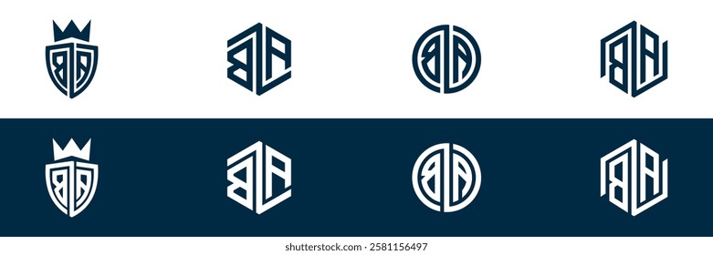 BA AB letter logo set design