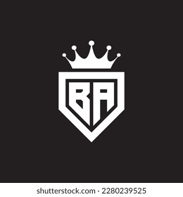 BA or AB logo monogram symbol shield with crown shape design vector