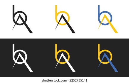 Combinación de logotipos y marcas de texto de alfabeto de BA AB
