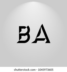 BA Abstract Black Letters with white and gray background in highlight