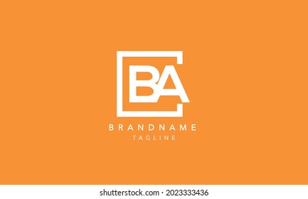 Logotipo de icono cuadrado inicial de las letras de alfabeto de BA
