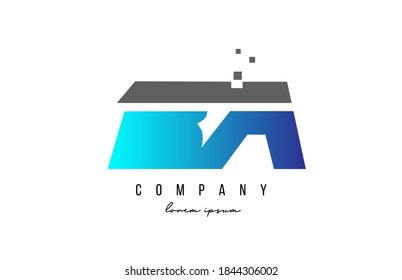BA B A alphabet letter logo combination in blue and grey color. Creative icon design for business