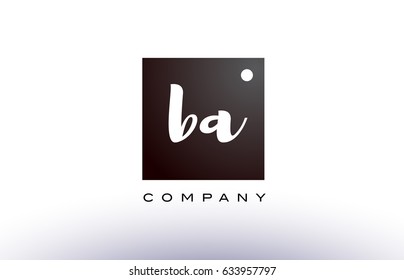 BA B A black white handwritten handwriting alphabet company letter logo square design template dot dots creative abstract