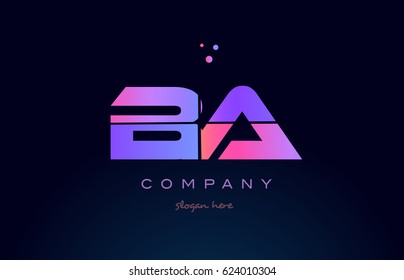 ba b a creative color blue background pink purple blue magenta alphabet letter company logo vector icon design