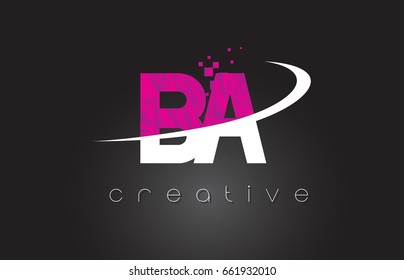 BA B A Creative Letters Design. White Pink Letter Vector Illustration.