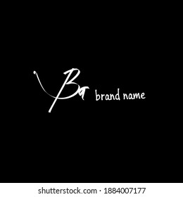 Ba B a Initial Handwriting or Handwritten Logo for Identity. Logo with Signature and Hand Drawn Style.