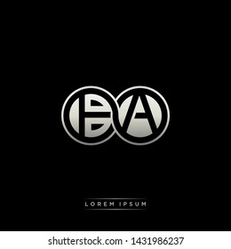 BA B A initial letter linked circle capital monogram logo modern template silver color edition