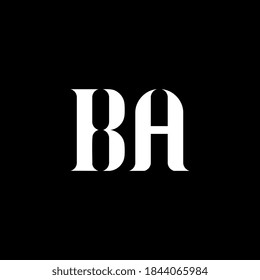 Diseño del logotipo de la letra BA B. Letra inicial color blanco del logotipo monograma monográfico de BA en mayúscula. Logotipo de BA, B Diseño A. BA, B A	