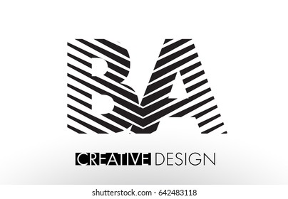 BA B A Lines Letter Design with Creative Elegant Zebra Vector Illustration.