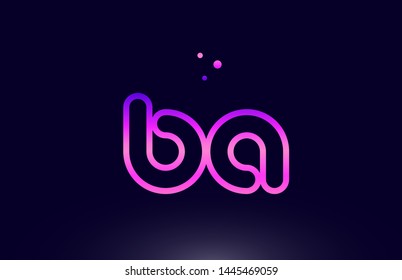 ba b a pink blue alphabet letter combination logo design suitable for a company or business