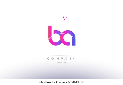 ba b a  pink purple modern creative gradient alphabet company logo design vector icon template