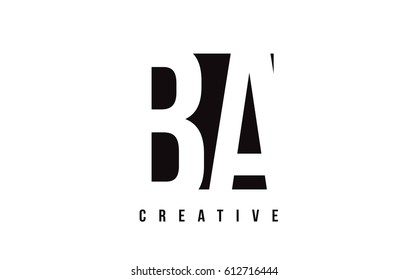 BA B A White Letter Logo Design with Black Square Vector Illustration Template.