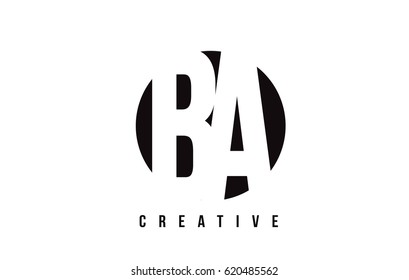 BA B A White Letter Logo Design with Circle Background Vector Illustration Template.