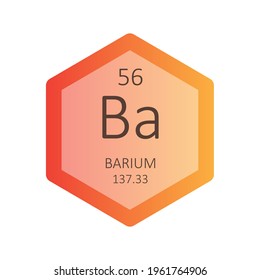 Ba Barium Alkaline Earth Metal Chemical Element Periodic Table. Hexagon Gradient Vector Illustration, Simple Clean Style Icon With Molar Mass And Atomic Number For Lab, Science Or Chemistry Education.