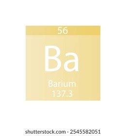 Ba Bário Alcalino terra metal Químico Elemento Tabela Periódica. Simples ilustração de vetor quadrado plano, simples ícone de estilo limpo com massa molar e número atômico para Lab, ciência ou classe de química.