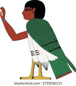 Ba Bird Vector Human Headed Soul With Hand of Ancient Egypt Illustration