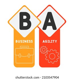 BA - Business Agility acronym. business concept background.  vector illustration concept with keywords and icons. lettering illustration with icons for web banner, flyer, landing pag