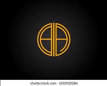 BA Circle Shape golden yellow Letter logo Design
