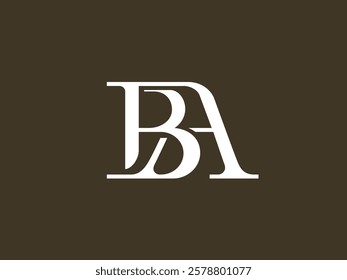 BA classic and unique modern serif letter monogram logo. Formed by two letters that are neatly connected with an organic touch. A perfect logo for personal brands, wedding monograms, fashion, etc.