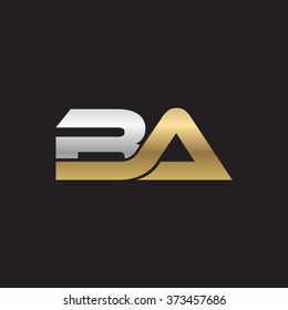 BA company linked letter logo gold silver black background